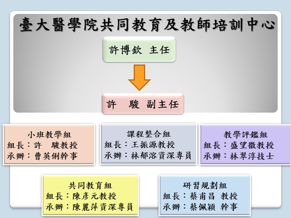 台大医学院共同教郁及教师培训中心行政组织图