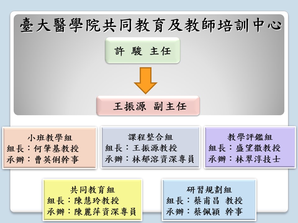台大医学院共同教育及教师培训中心行政组织图